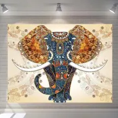 タペストリー金具付99　象　インド　エスニック　神聖　瞑想　DIY