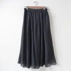 美品✨UNTITLED アンタイトル(M)シアーローンロングスカート チャコール