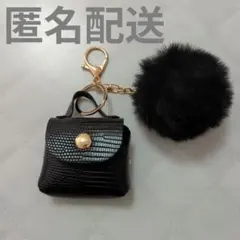 【匿名配送】ワイヤレスイヤホン収納♡ミニバッグポーチ ポンポン付きキーホルダー