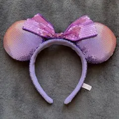 ディズニー カチューシャ ミニー スパンコール 紫 グラデーション