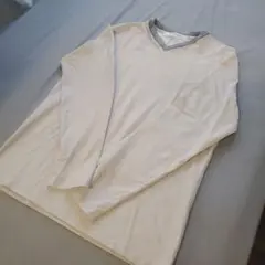 INTERMEZZO ホワイト Vネック 長袖 Tシャツ M