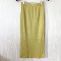美品✨リブ編みタイトスカート ロングスカート ウエストゴム イエロー系 タイト