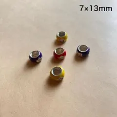 ロンデル　5個　7×13mm　シルバー　アソート　現品　P895　大穴ビーズ