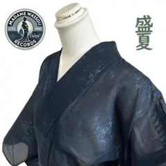 着物 単衣 正絹 小紋 紋紗 盛夏用 ブルーグレー 花 絣柄 M~L寸 MWR