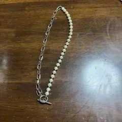 パールと金属チェーンのネックレス 約20cm