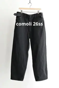 comoli 26ss ブラックデニム ベルテッドデニムパンツ 3のサムネイル