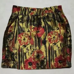 BARAK バラク ミニスカート タイトスカート ゴールド 花柄