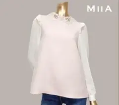 MIIA　レース装飾付き長袖ブラウス