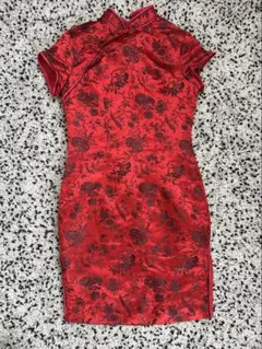 チャイナドレス 赤 花柄 サイズ(S〜M)