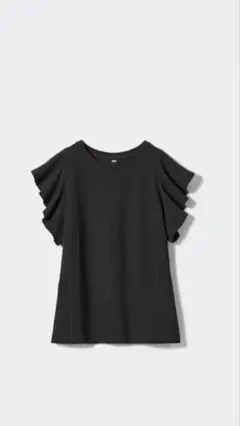 UNIQLO フリル袖 ブラック Tシャツ