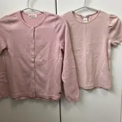 H&M ピンク カーディガン Tシャツ セット 140cm相当 サイズ違い