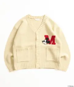 MUHET【Disney/ディズニー】ミッキーマウス/レタードニットカーディガン