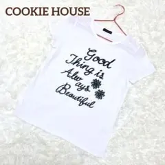 クッキーハウス【Tシャツ カットソー 半袖 英字プリント】白 レディース L