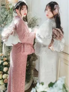 【24時間以内発送】グレイル　GRL 花柄レース浴衣セット　ホワイト