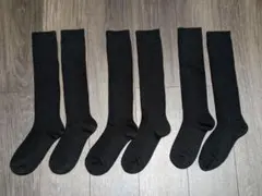 ユニクロ　ヒートテックハイソックス　リブ　黒　２３〜２５cm　３足