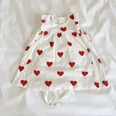 プチバトー petit bateau ハートプリントドレスボディ　12m