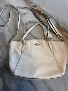 COACH ハンドバッグ ホワイト パイソン柄ハンドル - メルカリ
