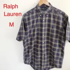 90s ラルフローレン  チェック　ボタンダウンシャツ  半袖　サイズM