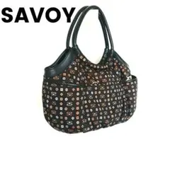 SAVOY サボイ トートバッグ ダークブラウン 黒 レザー 総柄