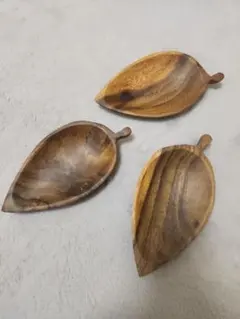 葉型木製皿3点セット
