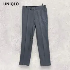 ユニクロ スラックスパンツ グレー M ツータック 無地 シンプル オフィス