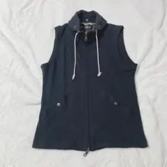 NICOLE CLUB 綿混ベスト　ブラック　ダブルジップ　スタンドカラー