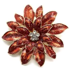 花モチーフ ブローチ レッド ヴィンテージ風 アンティーク調 上品