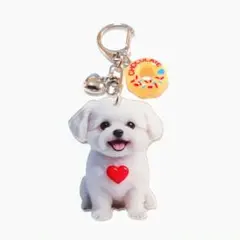 【１点限定】マルチーズキーホルダー　犬　動物　2D　イニシャル 1点限定】マルチーズキーホルダー 犬 動物 2D イニシャル - メルカリ