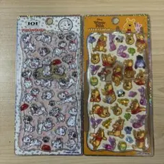 【正規品】プチドロップステッカー　プーさん　101匹わんちゃん　2枚セット