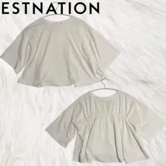 ESTNATION バックギャザーカットリー　ホワイト　クロップド丈　半袖 Fのサムネイル