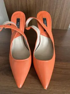 ZARA オレンジ ポインテッドトゥ ハイヒール 36