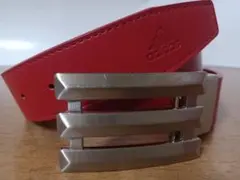 り*2様 レッド 3本ストライプバックル ベルト 約100cm