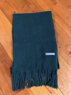 shuca ダークグリーン マフラー フリンジ付き