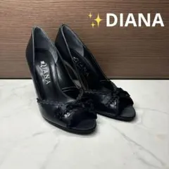 未使用✨ ダイアナ DIANA パンプス オープントゥ リボン ブラック 23