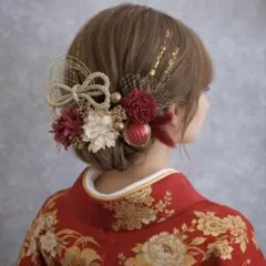 速達♡さも様専用♡レッドゴールド♡金箔付♡髪飾り ヘッドドレス