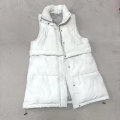 極美品 プラステ ロングダウンジレ ベスト フード S ベージュ