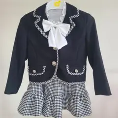 フォーマルスーツ 黒と白のチェック柄3点セット