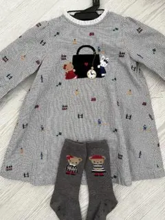 ファミリア チェック柄ワンピースと靴下セット 80サイズ