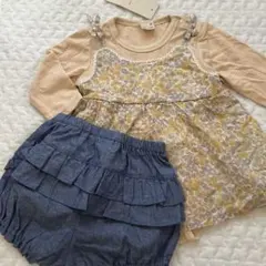 プティマイン 花柄ロンパース セット80cm