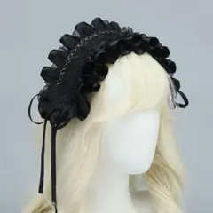 ヘッドドレス ブラック レース リボン ロリータ ゴスロリ メイド クラロリ