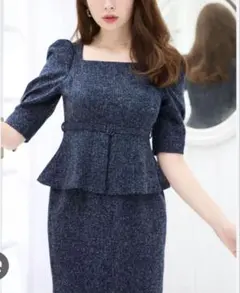 極美品Her lip to Allure Tweed Midi Dress 紺 - メルカリ