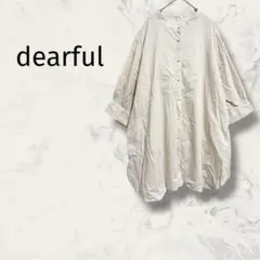 dearful ノーカラーブラウス LL 大きいサイズ 七分袖 ゆったり 夏秋