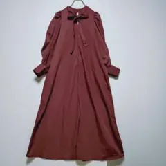 インシス ボウタイワンピース ロング丈 リボン 長袖 カジュアル　上品　綺麗めのサムネイル
