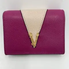 未使用】VERSACE ラウンドファスナー長財布 ピンク ヴィルトゥス 牛革
