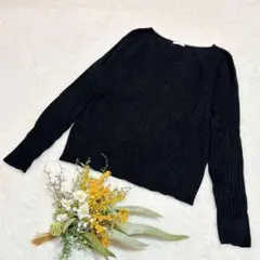 【ジーユー】GU ワイドリブVネックセーター(長袖) ブラック M ●