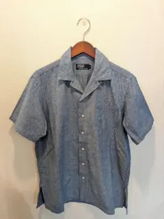 美品　90s　ポロバイラルフローレン　シャツ　オープンカラー　半袖　シャンブレー