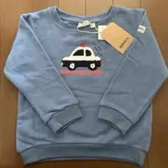 〈新品未使用品〉警察車両刺繍の裏起毛青いトレーナー 100cm しまむら