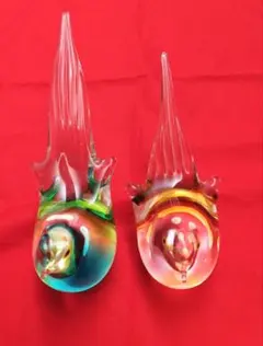 ガラス製 鳥の置物 2点セット