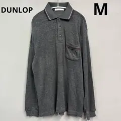 DUNLOP MOTORSPORT 長袖ポロシャツ グレー M 起毛