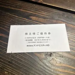 アンドエスティHD（アダストリア）株主優待券2500円分のサムネイル